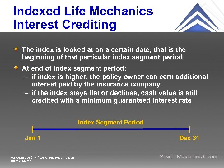 Indexed Life Mechanics Interest Crediting The index is looked at on a certain date;