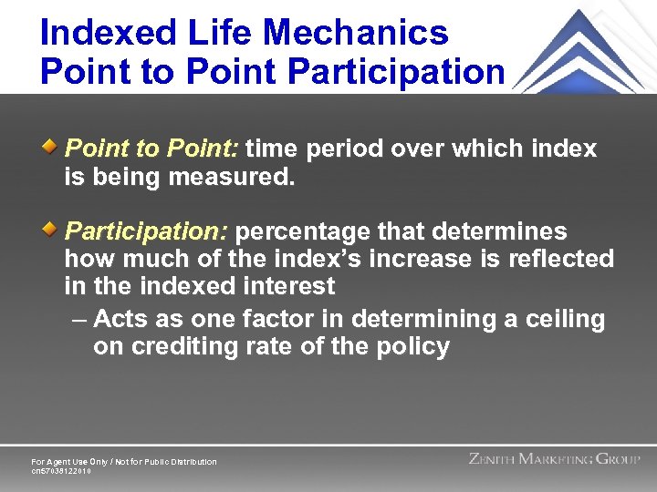 Indexed Life Mechanics Point to Point Participation Point to Point: time period over which