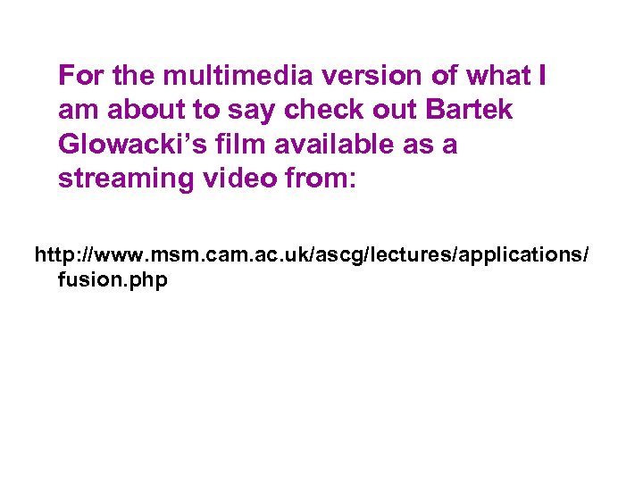 For the multimedia version of what I am about to say check out Bartek