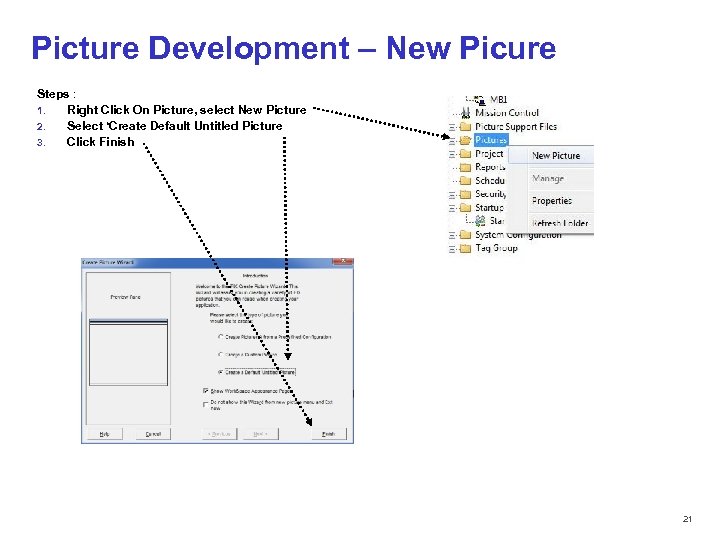 Picture Development – New Picure Steps : 1. Right Click On Picture, select New