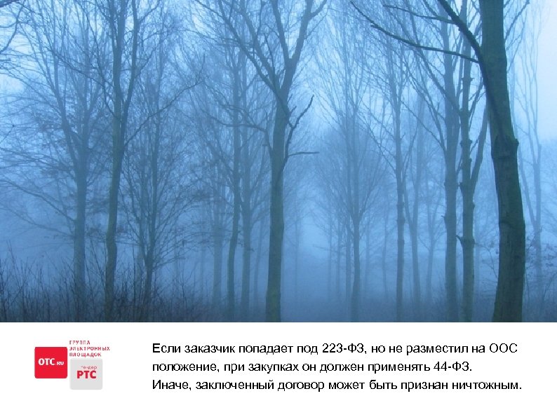 Если заказчик попадает под 223 -ФЗ, но не разместил на ООС положение, при закупках