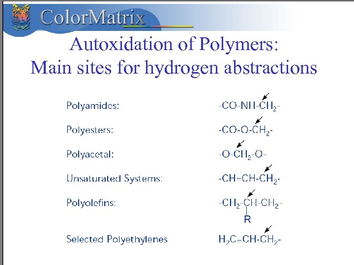 Autoxidation of Polymers: Main sites for hydrogen abstractions 