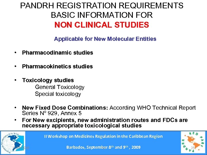 PANDRH REGISTRATION REQUIREMENTS BASIC INFORMATION FOR NON CLINICAL STUDIES Applicable for New Molecular Entities