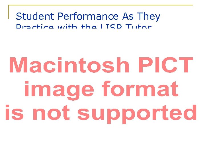 Student Performance As They Practice with the LISP Tutor 