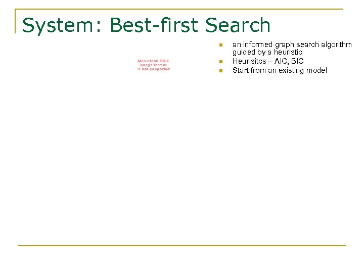 System: Best-first Search n n n an informed graph search algorithm guided by a