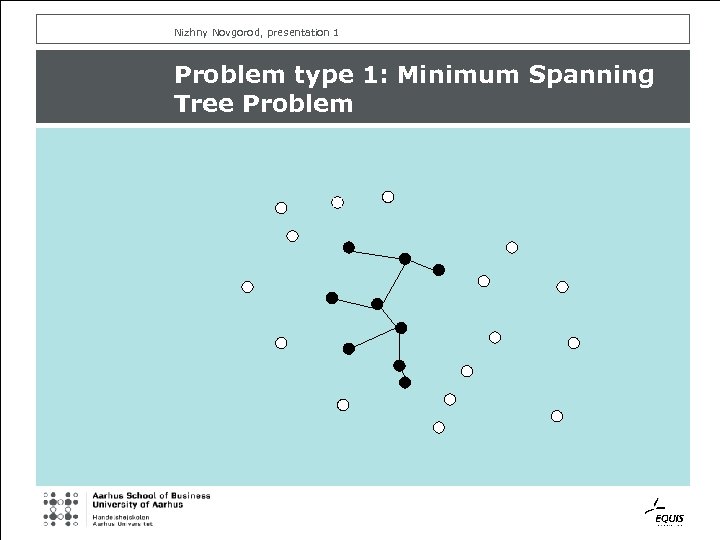 Nizhny Novgorod, presentation 1 Problem type 1: Minimum Spanning Tree Problem 