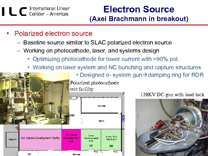 International Linear Collider – Americas Electron Source (Axel Brachmann in breakout) • Polarized electron