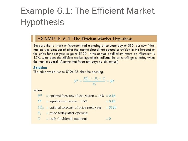 Example 6. 1: The Efficient Market Hypothesis 