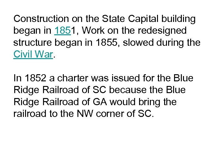 Construction on the State Capital building began in 1851, Work on the redesigned structure