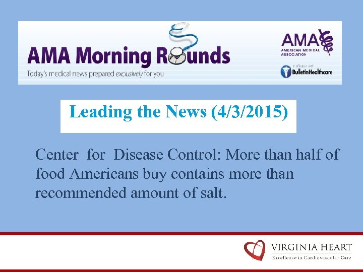 Leading the News (4/3/2015) Center for Disease Control: More than half of food Americans