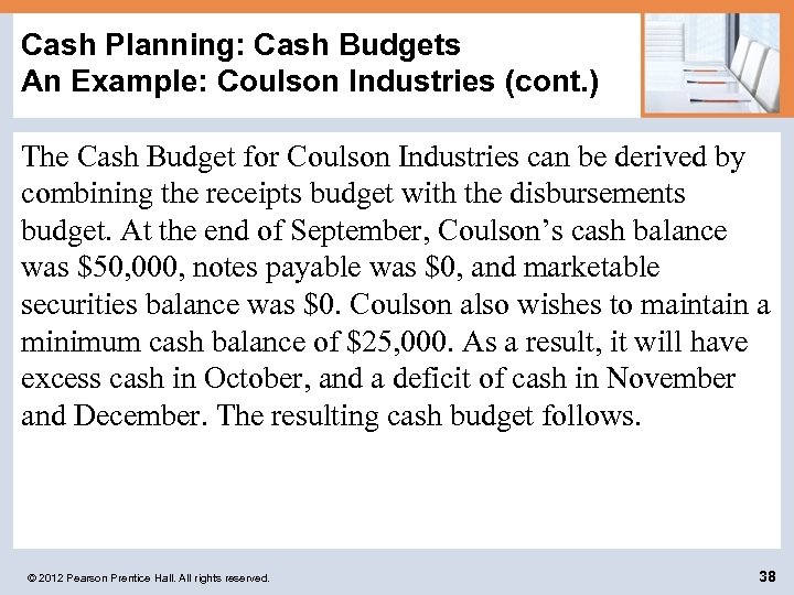 Cash Planning: Cash Budgets An Example: Coulson Industries (cont. ) The Cash Budget for