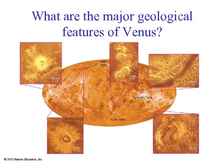 What are the major geological features of Venus? © 2010 Pearson Education, Inc. 