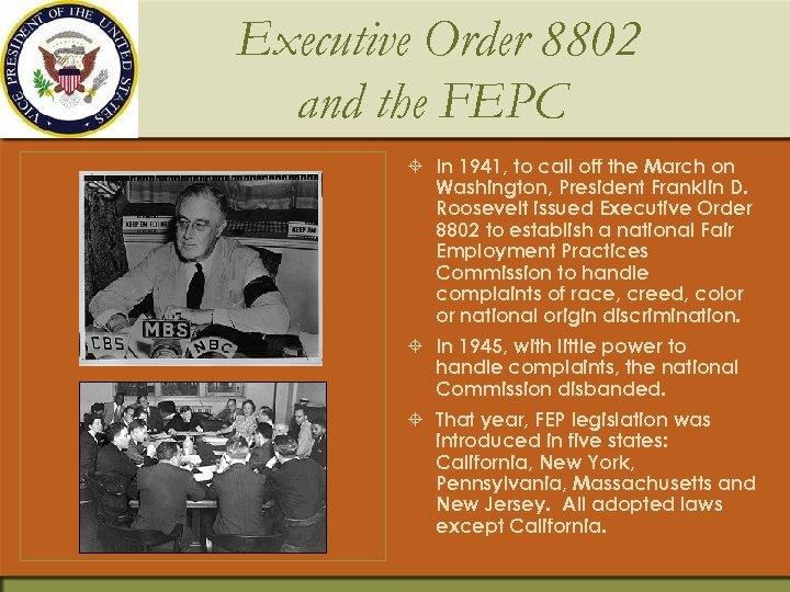Executive Order 8802 and the FEPC ± In 1941, to call off the March