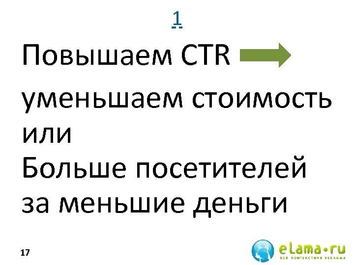 1 Повышаем CTR уменьшаем стоимость или Больше посетителей за меньшие деньги 17 