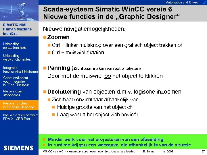 Automation and Drives Scada-systeem Simatic Win. CC versie 6 Nieuwe functies in de „Graphic