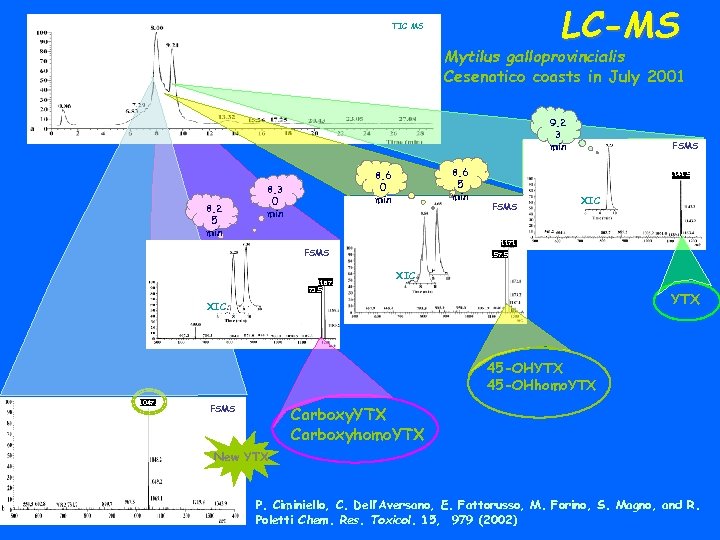 LC-MS TIC MS Mytilus galloprovincialis Cesenatico coasts in July 2001 9. 2 3 min