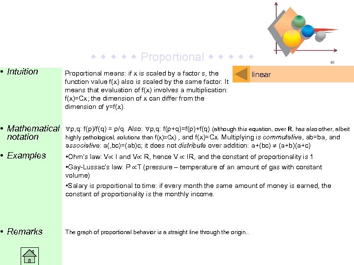 A Core Course on Modeling Week 4 -Dealing with mathematical relations Proportional 46 •