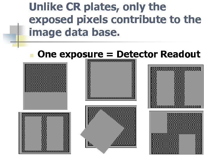 Unlike CR plates, only the exposed pixels contribute to the image data base. n