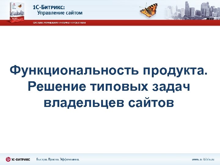 Функциональность продукта. Решение типовых задач владельцев сайтов 