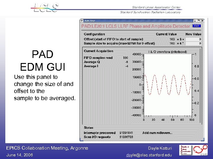 PAD EDM GUI Use this panel to change the size of and offset to