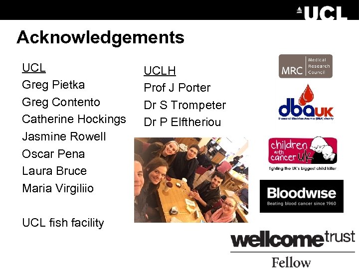 Acknowledgements UCL Greg Pietka Greg Contento Catherine Hockings Jasmine Rowell Oscar Pena Laura Bruce