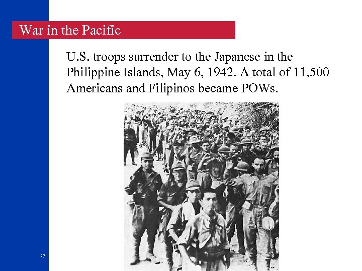  War in the Pacific U. S. troops surrender to the Japanese in the