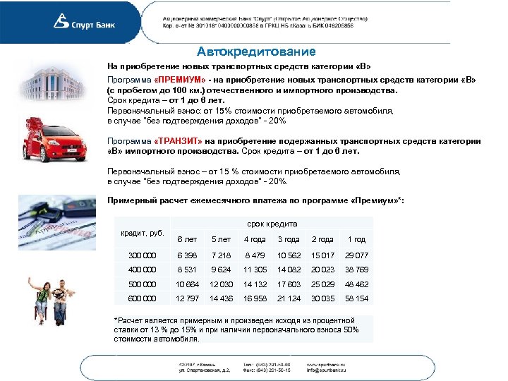 Автокредитование На приобретение новых транспортных средств категории «В» Программа «ПРЕМИУМ» - на приобретение новых