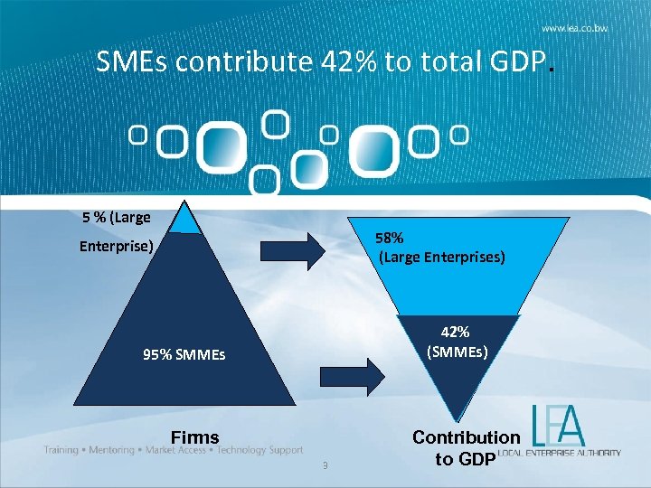 SMEs contribute 42% to total GDP. 5 % (Large 58% (Large Enterprises) Enterprise) 42%