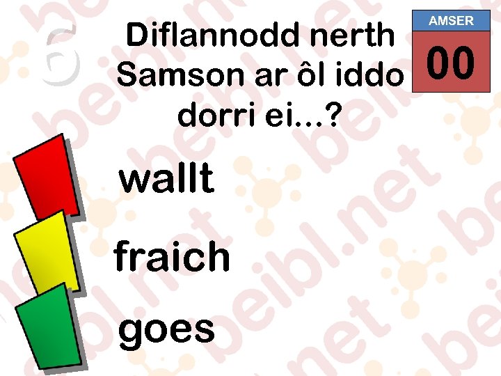6 Diflannodd nerth Samson ar ôl iddo dorri ei. . . ? wallt fraich