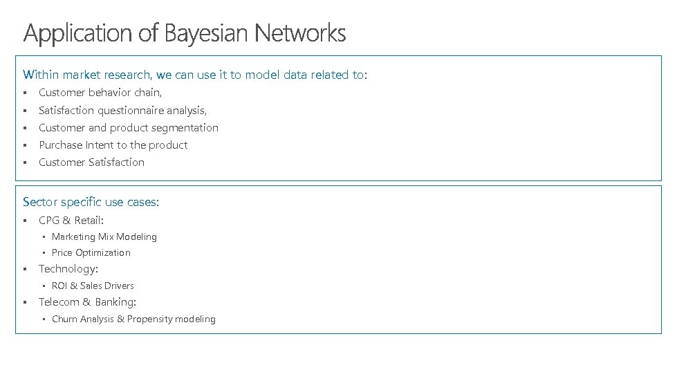Within market research, we can use it to model data related to: § Customer