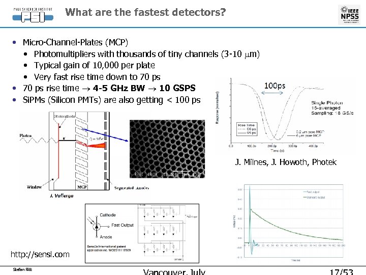 What are the fastest detectors? • Micro-Channel-Plates (MCP) • Photomultipliers with thousands of tiny