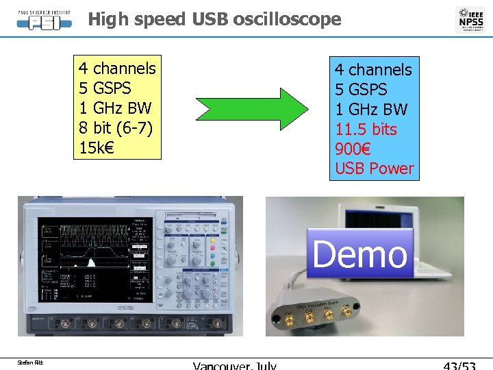 High speed USB oscilloscope 4 channels 5 GSPS 1 GHz BW 8 bit (6