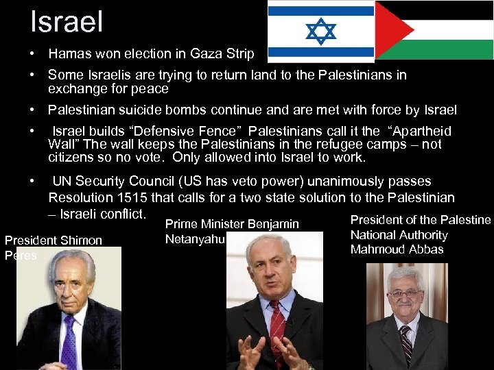 Israel • Hamas won election in Gaza Strip • Some Israelis are trying to