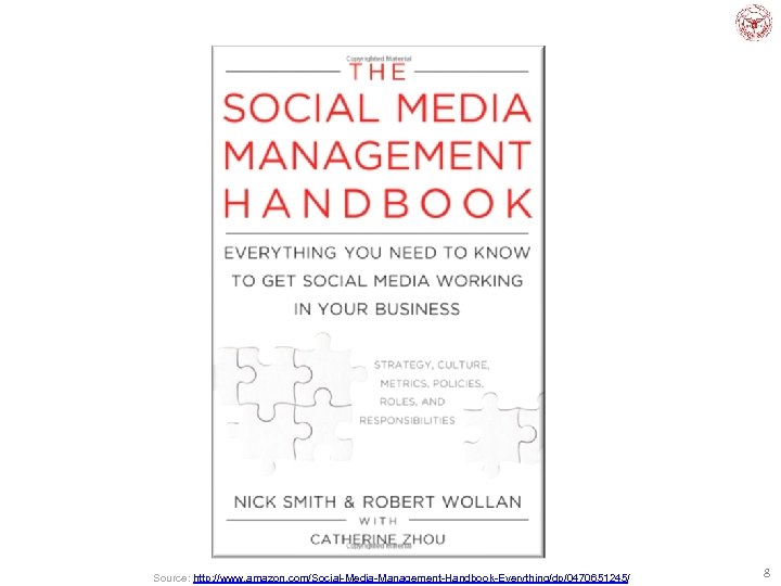 Source: http: //www. amazon. com/Social-Media-Management-Handbook-Everything/dp/0470651245/ 8 