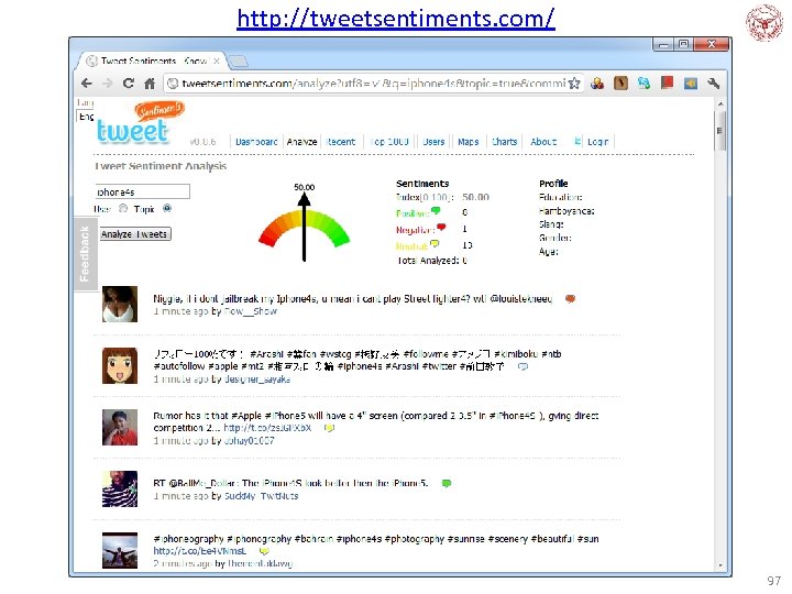 http: //tweetsentiments. com/ 97 