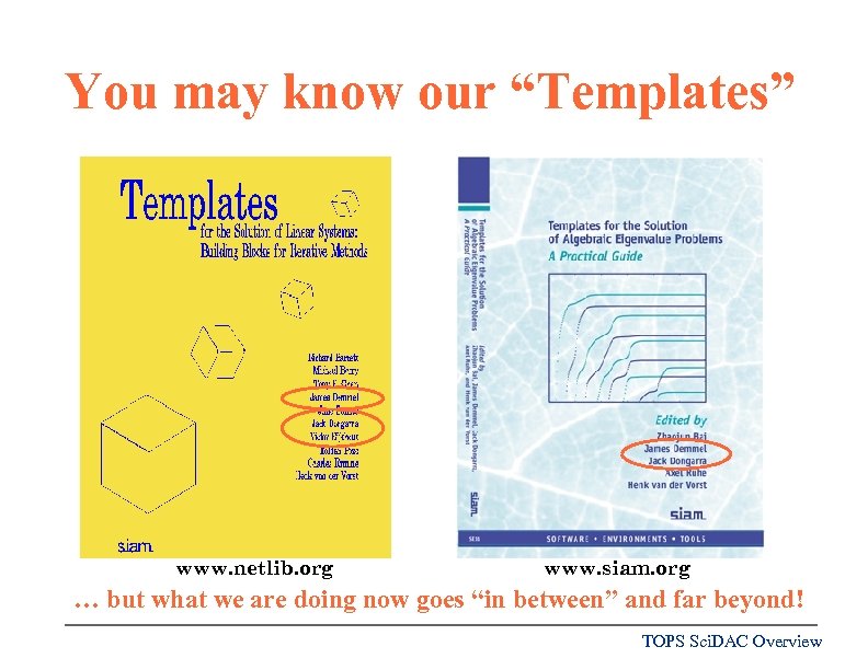 You may know our “Templates” www. netlib. org www. siam. org … but what