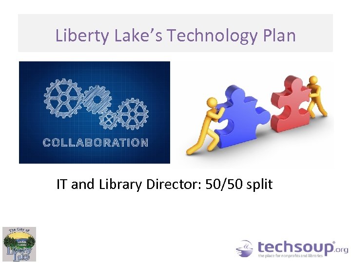 Liberty Lake’s Technology Plan IT and Library Director: 50/50 split 