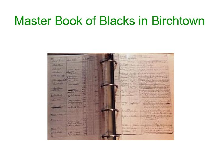 Master Book of Blacks in Birchtown 