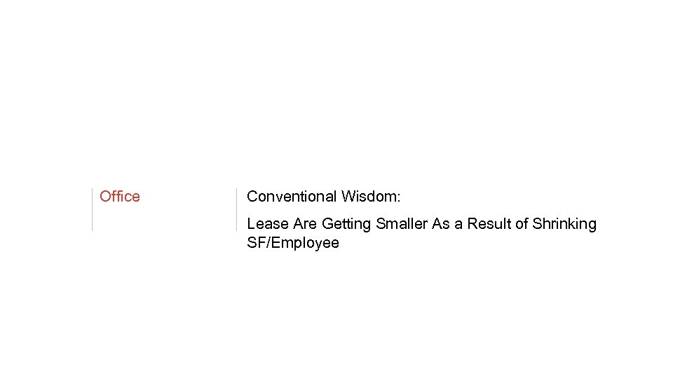 Office Conventional Wisdom: Lease Are Getting Smaller As a Result of Shrinking SF/Employee 