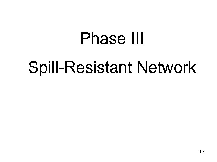 Phase III Spill-Resistant Network 16 