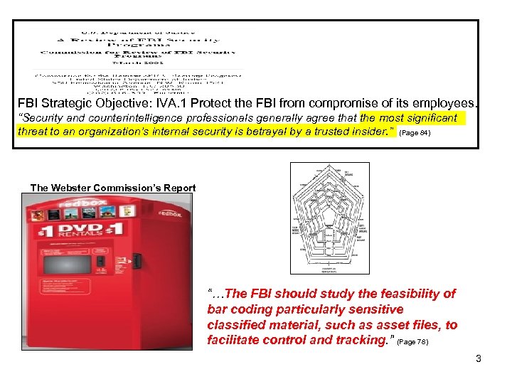 FBI Strategic Objective: IVA. 1 Protect the FBI from compromise of its employees. “Security