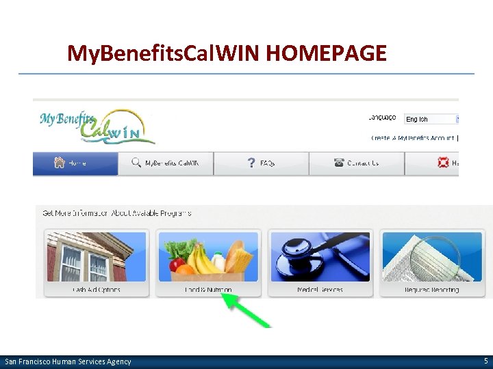 My. Benefits. Cal. WIN HOMEPAGE San Francisco Human Services Agency 5 