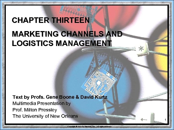CHAPTER THIRTEEN MARKETING CHANNELS AND LOGISTICS MANAGEMENT Text by Profs. Gene Boone & David