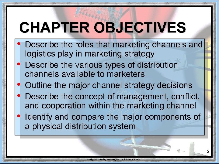 CHAPTER OBJECTIVES • • • Describe the roles that marketing channels and logistics play