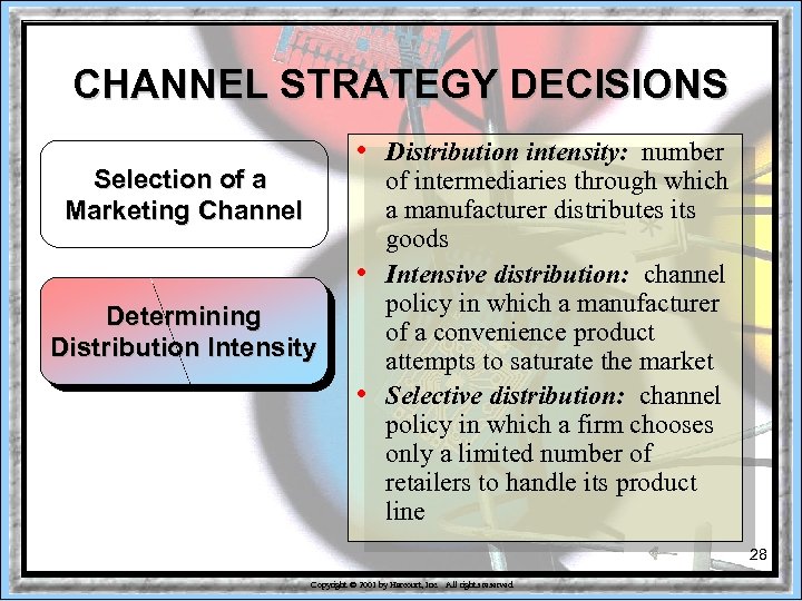 CHANNEL STRATEGY DECISIONS • Selection of a Marketing Channel • Determining Distribution Intensity •