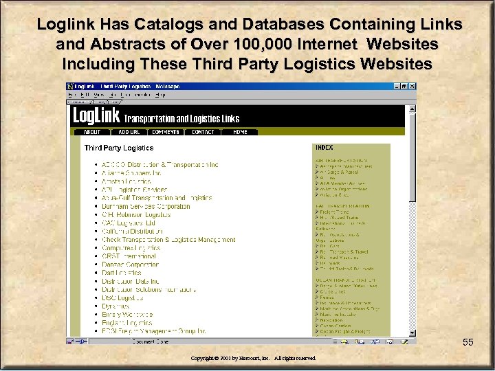 Loglink Has Catalogs and Databases Containing Links and Abstracts of Over 100, 000 Internet