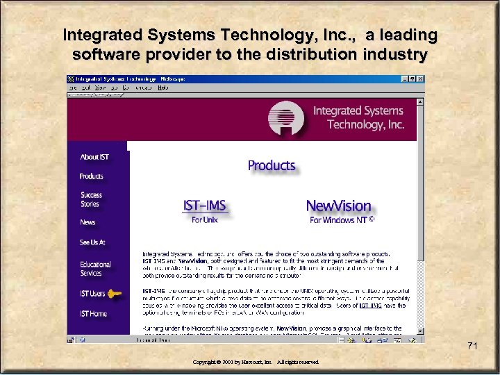 Integrated Systems Technology, Inc. , a leading software provider to the distribution industry 71