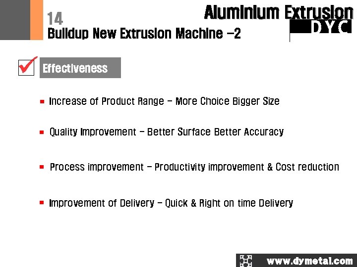 14 Aluminium Extrusion DYC Buildup New Extrusion Machine -2 Effectiveness Equipment Increase of Product