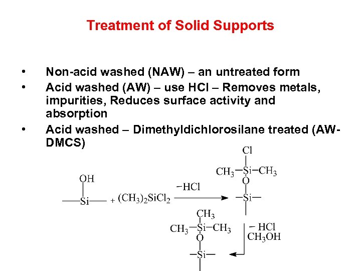 Treatment of Solid Supports • • • Non-acid washed (NAW) – an untreated form