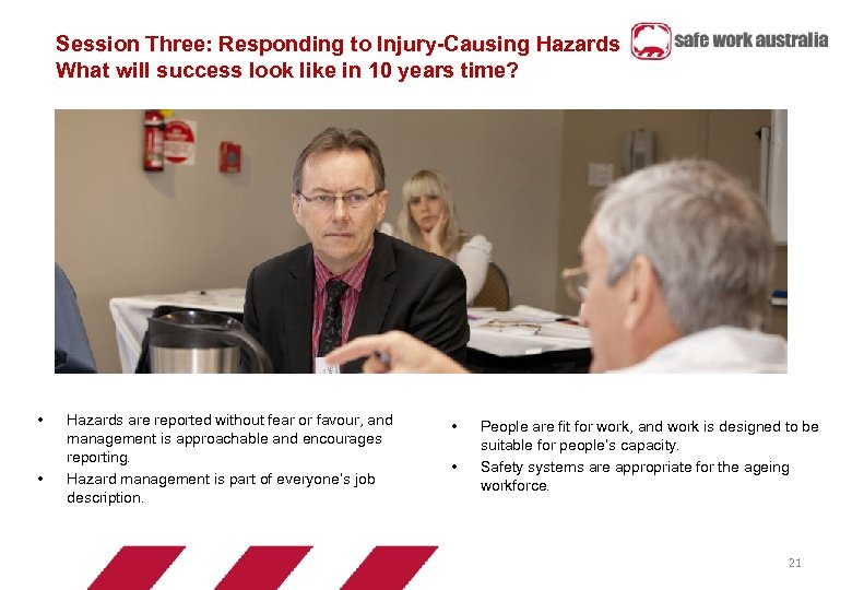 Session Three: Responding to Injury-Causing Hazards What will success look like in 10 years